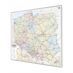 Polska linie kolejowe 104x100cm. Mapa w ramie aluminowej.