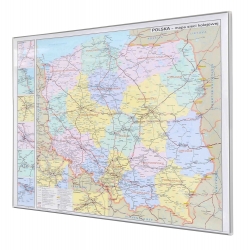 Polska sieć kolejowa 84x68cm. Mapa w ramie aluminiowej.