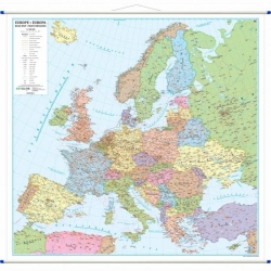 Europa polityczno-drogowa 206x192cm. Mapa ścienna.