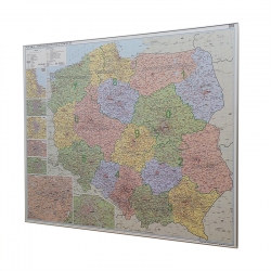 Polska Administracyjna z kodami pocztowymi 168x140cm. Mapa do wpinania.