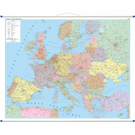 Europa drogowa 192x148cm. Mapa ścienna.