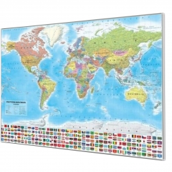 Świat polityczny 100x72cm. Mapa w ramie aluminiowej.