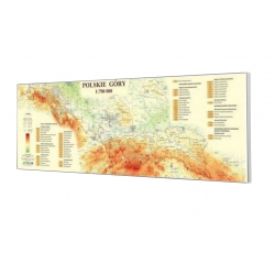 Polskie góry - Sudety, Beskidy, Tatry 106x36cm. Mapa magnetyczna.