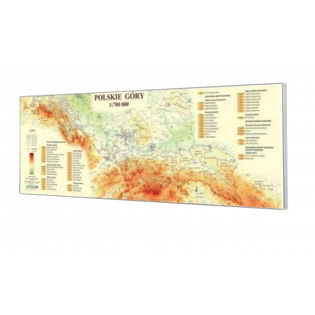 Polskie góry - Sudety, Beskidy, Tatry 106x36cm. Mapa magnetyczna.