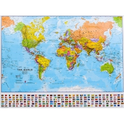 Świat Polityczny z flagami 72,5x55cm. Mapa ścienna.