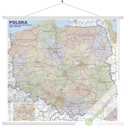 Polska Admnistracyjno-drogowa 144x134cm. Mapa ścienna.