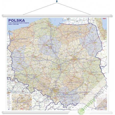 Polska Adm-drog. 1:350 tys. Jokart Mapa ścienna 205x190cm
