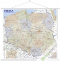 Polska administracyjno-drogowa 205x190cm. Mapa ścienna.