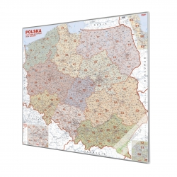 Polska Kodowa 110x100 cm. Mapa w ramie aluminowej.