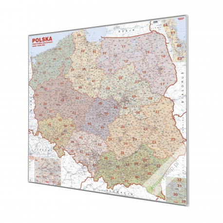 Polska Kodowa 110x100 cm. Mapa magnetyczna.