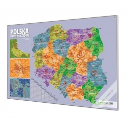 Polska kodowa 106x64cm. Mapa do wpinania.