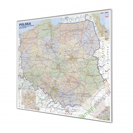 Polska administracyjno-drogowa 120x110cm. Mapa do wpinania