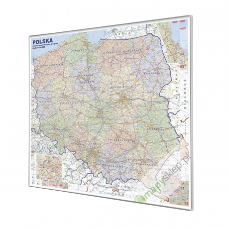 Polska Adm-drog. 110x100cm. Mapa w ramie ALU