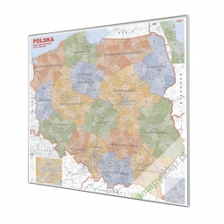 Polska Administracyjna 120x110cm. Mapa w ramie aluminiowej.