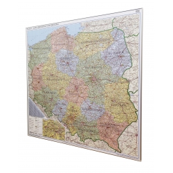 Polska administracyjno-drogowa 150x140cm. Mapa w ramie aluminiowej.