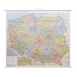 Polska administracyjno-drogowa 140x145cm. Mapa ścienna.