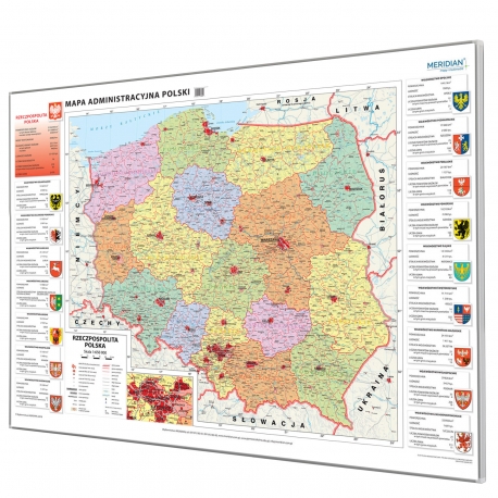 Polska administracyjna 160x120cm. Mapa magnetyczna.