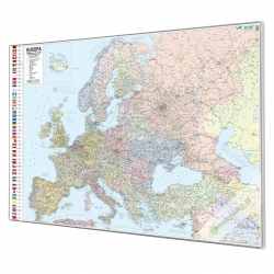 Europa polityczno - drogowa 148x98cm. Mapa w ramie aluminowej.