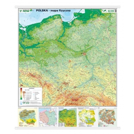 Polska fizyczna 104x120cm. Mapa ścienna.