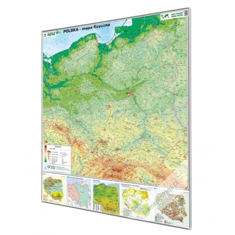 Polska fizyczna 104x120cm. Mapa do wpinania.