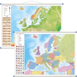 Europa polityczna i fizyczna 107x73cm. Mapa ścienna dwustronna.