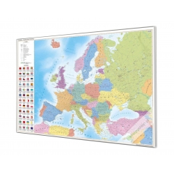 Europa polityczna 100x70cm. Mapa w ramie aluminiowej.
