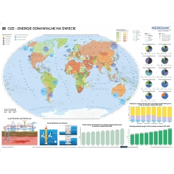 Energie odnawialne na świecie 160x120cm. Mapa ścienna.