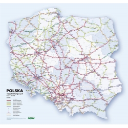 Polska linie kolejowe 104x95cm. Mapa ścienna.