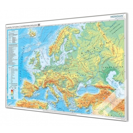 Europa fizyczna z elementami ekologii 160x120cm. Mapa magnetyczna.