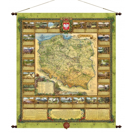 Polska przyroda - ozdobna 106x110cm. Mapa ścienna.