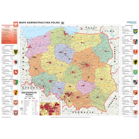 Polska administracyjna 160x120cm. Mapa ścienna.