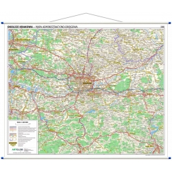 Okolice Krakowa administracyjno-drogowa 120x100cm. Mapa ścienna.