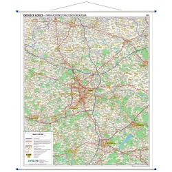 Okolice Łodzi administracyjno-drogowa 100x120cm. Mapa ścienna.