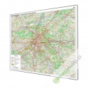 Okolice Warszawy administracyjno-drogowa 120x100cm. Mapa w ramie aluminiowej.