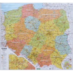 Polska Administracyjno-drogowa (tablice rejestracyjne) 104x94cm. Mapa ścienna.