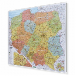 Polska Administracyjno-drogowa (tablice rejestracyjne) 100x94cm. Mapa magnetyczna.