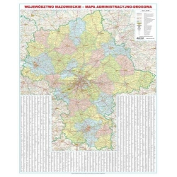 Mazowieckie/Mazowsze 140x174 cm administracyjno-drogowa. Mapa ścienna.