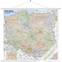 Polska  administracyjno-drogowa  110x100cm. Mapa ścienna.