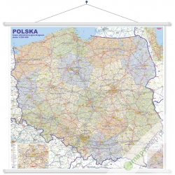 Polska administracyjno-drogowa 205x190cm. Mapa ścienna.