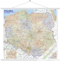 Polska administracyjno-drogowa 205x190cm. Mapa ścienna.