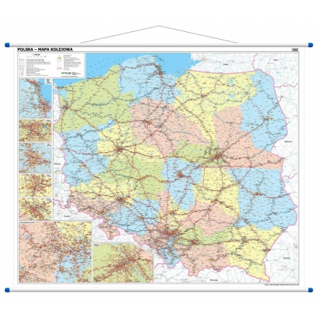 Polska kolejowa 168x140 cm. Mapa ścienna.