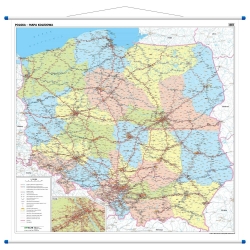 Polska kolejowa 205x200 cm. Mapa ścienna.