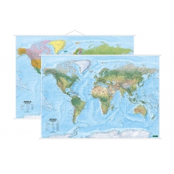 Świat Polityczny i fizyczny 144x100cm. Mapa ścienna dwustronna.