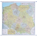 Polska administracyjno-drogowa (tablice rejestracyjne) 155x140 cm. Mapa ścienna.