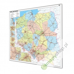 Polska kolejowa 168x140cm. Mapa magnetyczna.
