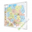 Polska kolejowa 168x140cm. Mapa w ramie aluminiowej.