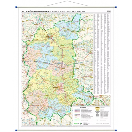Mapa woj. Lubuskie 90x115cm.Mapa scienna