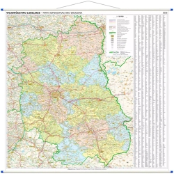 Lubelskie administracyjno-drogowa 132x130cm. Mapa ścienna.