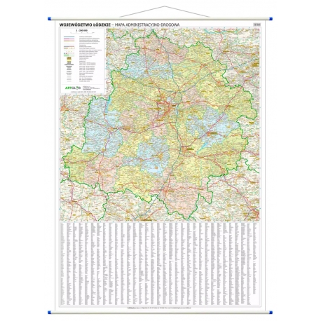 M-DR Woj. Łódzkie 1:200 Ekograf Mapa ścienna 103x114cm adm-drog.