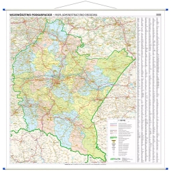 Podkarpackie administracyjno-drogowa 100x120 cm. Mapa ścienna.